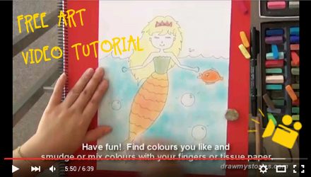 How to draw a mermaid using soft pastels – easy art tutorial for kids